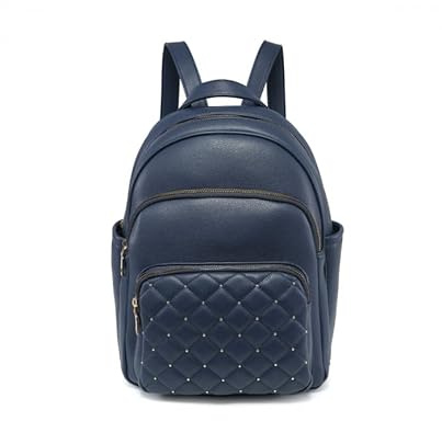 JFY Quilted Check Pattern Backpack (Navy)