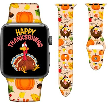 Thanksgiving Watch Bands Compatible with Apple Watch 38mm 40mm 41mm,Thanksgiving Gifts Breathable Soft Silicone Strap Smartwatch Replacement for watch SE & Series 8 7 6 5 4 3 2 1
