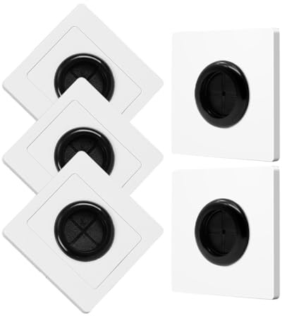 Kabelauslass Abdeckplatten 5 Stück, Kabeldurchführung für Wandplatten | Kunststoff mit Gummidichtung, zum Verbergen und Ordnen von Stromkabeln, Geeignet für Büro, Montage und Heimwerker