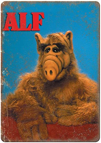 rayprint Vintage-Metallschild „Alf – Der Außerirdische“ aus der 80er-Jahre-Kinderserie, Aluminiumschild für die Wanddekoration zu Hause, Kaffeeecke, 20 x 30 cm
