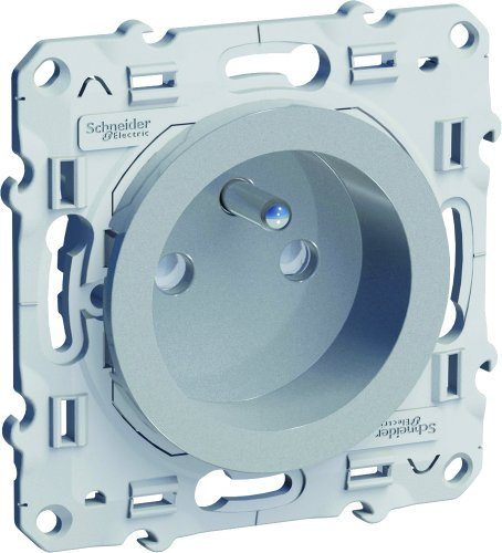 Prise de courant 2P+T aluminium à vis Odace