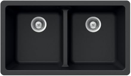 Houzer m-200u-cloud quartztone montaje bajo encimera de granito 50/50 Boles de cocina de doble fregadero