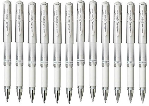 Uni-Ball UM-153 Signo Kugelschreiber, metallisch, Weiß, 12 Stück