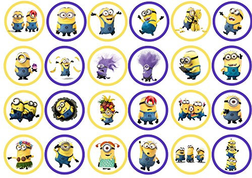 Holly Cupcakes: 24 Minions inspirierte Kuchendekorationen - 24 Stück, Gelb, für Geburtstage