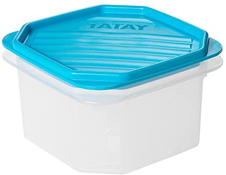 Tatay Fiambrera de Alimentos, Hermética, 0,6L de Capacidad, Tapa Flexible a Presión, Libre de BPA, Apto Microondas y Lavavajillas, Color Azul, Medidas: 12 x 12 x 7,5 cm
