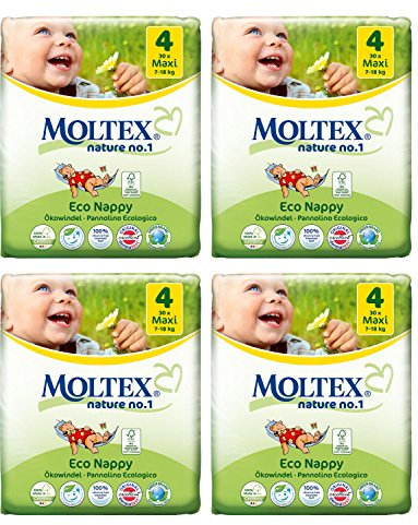 Packung mit 4 Moltex Maxi Windeln Größe 4 (120 Windeln)