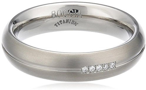 Boccia Unisex-Ring Titan Diamant (0.025 ct) weiß Brillantschliff Gr. 69 (22.0) - 0130-0369