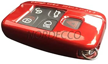 Coque de protection en plastique rigide ABS en 2 pièces, pour porte-clés, à 5 boutons pour Range Rover Evoque Discovery Freelander Sport 2014, 2015, 2016 (rouge).