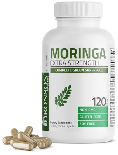 Bronson Moringa Extra Strength Capsules Moringa Oleifera Powder, 120 Count