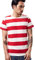 Wide Striped T Shirt for Men Breton Tee Stripes Sailor Top Cotton Basic Short Sleeve for Summer Beach Red and White Striped XL