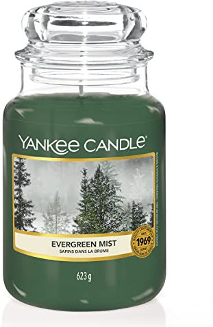 Yankee Candle Large Jar Scented Candle, Evergreen Mist, Alpine Christmas Collection, Up to 150 Hours Burn Time