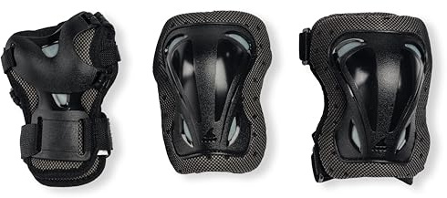 Rollerblade Skate Gear JUNIOR 3 Pack, Inline Skate Schonerset - Protektoren für Ellbogen, Knie und Hand, Kinder Unisex, Schwarz, XS