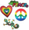 PANASIAM Peace Aufnäher Aufbügler Set, 4 Stück in einer Packung, Peace Hippie Rainbow