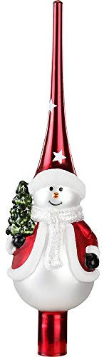 Magic Christbaumspitze Formspitze 28cm Glas Schneemann rot