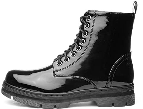 Lilley Monica Womens Black Patent Zip Up Boot - Size 9 UK - Black