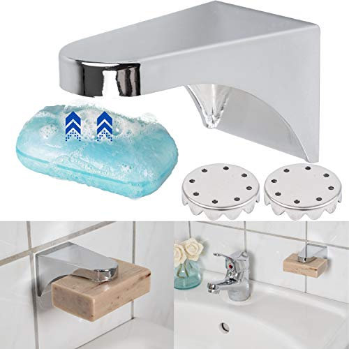 Porte-Savon magnétique, kit de 1, 2 x plaques et 1 x Autocollants de Remplacement, Porte-Savon magnétique, Stable et Robuste pour Tout Savon jusqu'à 150 grammes, Porte-Savon magnétique