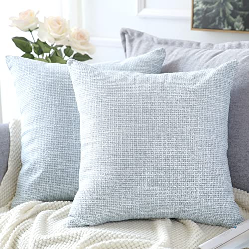Artscope 2er Set Kissenbezug Einfarbig Wurfkissenbezug, Leinen Kissenbezüge Moderne Dekokissen Kissenhülle Set Kissen Fall für Sofa Auto Schlafzimmer Zuhause Dekor 18x18 Zoll 45x45cm Blau Grau