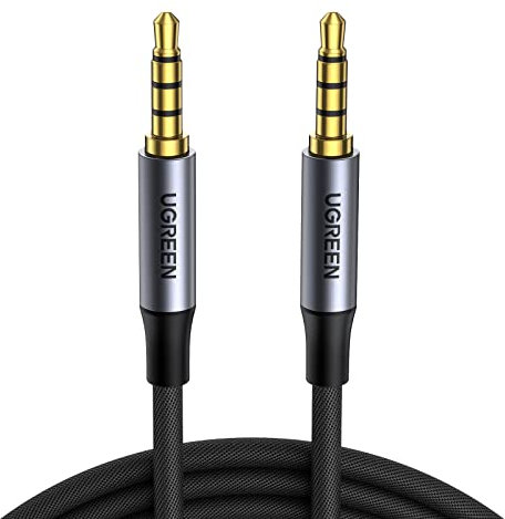 UGREEN Cable Auxiliar TRRS de 3.5 mm para Micrófono Minijack 4 Pines 3.5 Macho Audio Estéreo HiFi para Radio de Coche Cascos PS5 Xbox Reproductor DVD Altavoz PC TV (3M)