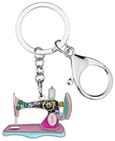 BONSNY Emaille-Legierung Neuheit Süße Nähmaschine Schlüsselanhänger für Frauen Mädchen Geschenke Auto Handtasche Tasche Ringe Schlüssel Zubehör Charms