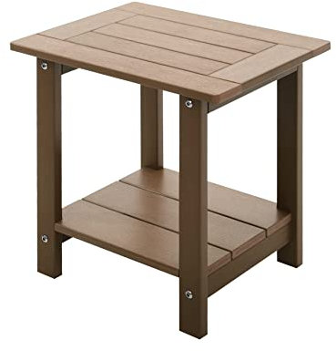 Meluvici Doppelter Adirondack Beistelltisch Wetterbeständig Outdoor Rechteckiger Beistelltisch für Adirondack Stuhl Teak