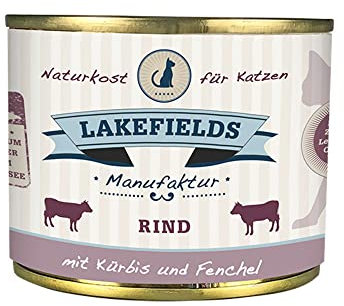 Lakefields MANUFAKTUR Nassfutter MENÜ RIND PUR 91% Fleischanteil für Katzen, Größe:12 x 200 g