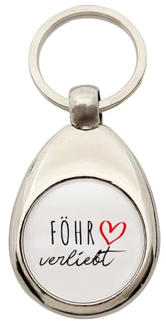 Huuraa Schlüsselanhänger Föhr verliebt Geschenk | Einkaufswagenchip Geschenkidee Motiv Anhänger für Frauen und Männer