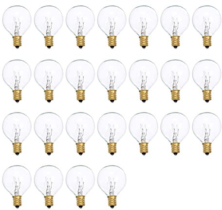 Matybobe Lampadina a incandescenza in tungsteno G40, 7 W, 220-240 V, E12, per interni ed esterni, decorazione per la casa di nozze, confezione da 25