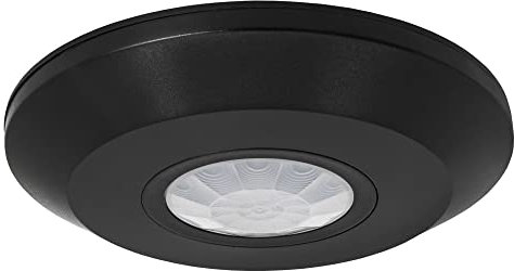 Ledvion - Bewegungsmelder Schwarz, Aufputz, Mit Dämmerungsschalter, Deckenmontage, IP20, Lichtsteuerung 360°, Arbeitsbereich 8m, Eingebauter Lichtsensor