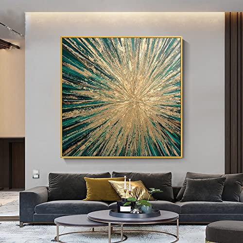 YMXCNM Ölbilder Auf Leinwand Handgemalt,Große Moderne 100% Handgemalte Kunstwerke Auf Leinwand, Goldene Ölgemälde, Wandkunst, Griffbereit, Für Wohnzimmer, Schlafzimmer, Heimdekoration, 50 X 50 cm (20