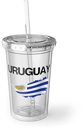 Taza de plástico de 16 onzas motivacional Uruguay Prideful Appreciation Puns Mujeres Hombres Ilustración hispana Bandera Uruguaya América Latina 16 oz / Transparente