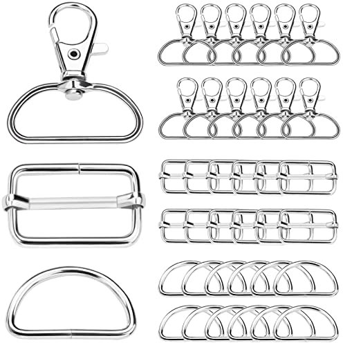 Nuts OT nuts 140(Silber) 25mm Stück Metall Drehbare Karabinerhaken mit D-Ringen Triglide-Schiebeschnallen für Schlüsselband Geldbörse Tasche Riemen Hundehalsbänder Rucksack DIY Nähen Zubehör