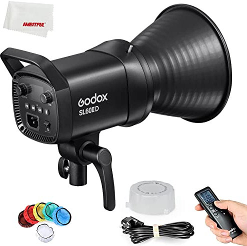 Godox SL60IID SL60II LED Video Lichter, 5600±200K, CRI96+, TLCI97+, eingebaute 8 FX Effekte, ultraleiser Ventilator für Neugeborene Fotografie, Porträt, Interview Beleuchtung, Videofilming.