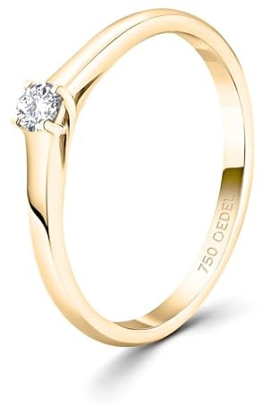 EDELIND 750 Gelbgold Verlobungsring Damen - Diamant 0.05-1ct, GIA ab 0.3ct | Diamantring für Damen aus 18 Karat Echtgold - Verlobungsring mit natürlichem Solitär-Diamanten; ab 0,3 ct mit GIA-Zertifikat