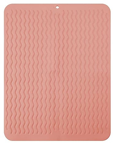 Jagowa Alfombrilla de drenaje, de silicona, antideslizante, resistente al calor, bandeja escurridora de platos, multifuncional, accesorios de cocina (rosa)