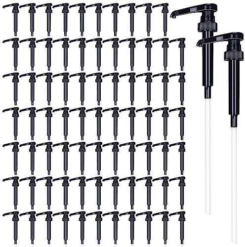 Geetery 50 Pcs Black Coffee Syrup Pumps Skinny Pumps for Coffee Syrup Bottle Coffee Creamer Pump Dispenser Milk Pump for 25.4 Oz/ 750 ml Soda Cherry Juice Syrup Bottle