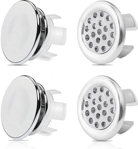 Anillo de Desbordamiento de Fregadero, 4 Pcs Tapa Rebosadero Lavabo, Redonda de Drenaje Insertar en Agujero, Embellecedor Rebosadero Lavabo, para Baño Cocina Repuesto de Lavabo