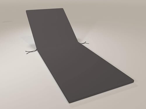 Tom'Shop Liegenkissen [Dunkel Graphit, 190x54x4cm, 1 Stück, gesteppt] Auflage Polster Kissen Gartenliege Liegestuhl Strandliege Liegenauflage Polsterauflage Sonnenliege