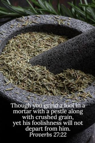 Though you grind a fool in a mortar with a pestle along with crushed grain, yet his foolishness will not depart from him. Proverbs 27:22 - Daily Journal