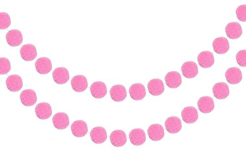 QUARKZMAN 2Stk Filz Kugel Girlande Rosa Pom Pom Girlanden 7.55Ft 20 Kugeln
