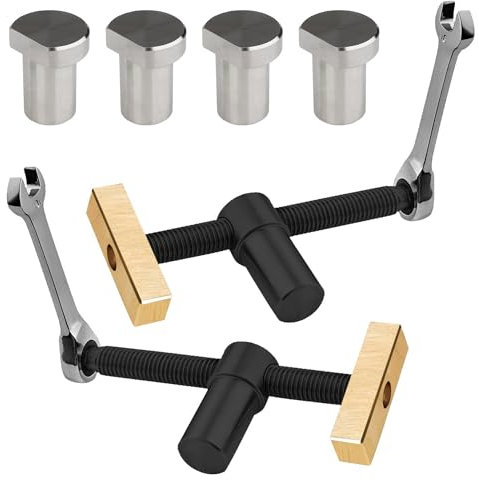 Set 2 Morsa da Banco Professionale Falegname, Con 4 Fori per Cani da Banco, Morsetti da Falegname Adatti per Fori Banco Da 20 mm, Accessori Banco da Lavoro per Il Fissaggio Rapido Del Banco da Lavoro