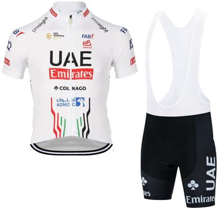 SGCIKER 2024 Herren Pro team UAE Radtrikot Set, Kurzarm Fahrrad bekleidung Lätzchen Kurzsets Gel Pad（XL
