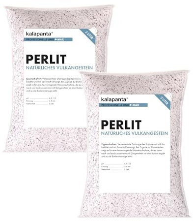 Kalapanta - Perlite per Piante in Vaso, Roccia Vulcanica Naturale per Giardinaggio, Piante da Appartamento, 2L per sacchetto, Confezione Doppia.