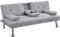 Yaheetech Sofá Cama de 2 Plazas Cama Plegable Tapizada de Poliéster Sofá con Soporte de Botella Cama 167 X94 cm MAX Capacidad 350 KG Cama Doble Gris
