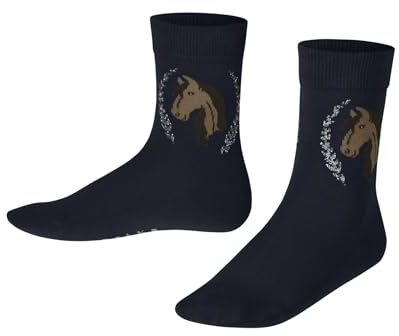 FALKE Unisex Kinder Horse Socken atmungsaktive nachhaltige Baumwolle verstärkte Kindersocken strapazierfähig hautfreundlich rutschfrei mit Pferdemotiv langlebig 1 Paar