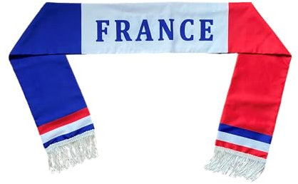 Echarpe Supporters France, Bleu Blanc Rouge, 145 x 14 cm, Polyester, Fête Nationale