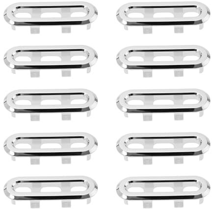 LT Easiyl 10er-Pack Waschbecken Überlaufabdeckung 47,5 x 13 mm Oval, Silber, ABS, Passend für 47-48 mm Überlauflochgröße