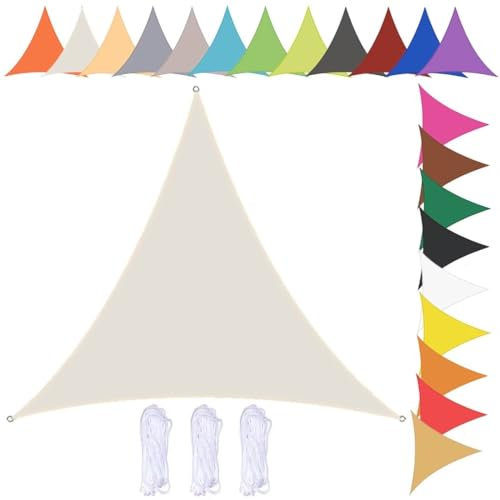 nvdsivee Vela Ombreggiante Impermeabile Triangolare Tenda da Sole per Esterno Telo Ombreggiante con Occhielli e Corda 90% UV Protezione Vela Parasole per Giardino Bianco Sporco 2x2x2m