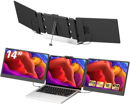 TXV Laptop Screen Extender – 14 Portable Monitor for Laptop, Full HD 1080P IPS Display, USB-C & HDMI, Dual Speakers, 72% Color Gamut, for Work, Travel, Gaming