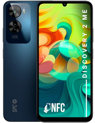 SPC Discovery 2 ME – Smartphone 6,75 HD+, 6GB RAM, 256GB interner Speicher, Triple AI Kamera, NFC, 5000 mAh Schnellladung 18W, Mobiltelefon Android 14, biometrische Entsperrung – Deep Sky