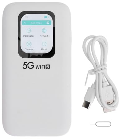 Sxhlseller 5G/4G Mobile Hotspot 2.77Gbps DL 1.25Gbps UL Dual-Band Wi-Fi 6 2.01 Touchscreen Nano SIM 16 Devices 7100mAh Travel Router